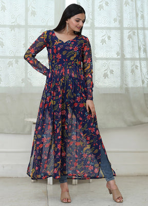 Blue Readymade Georgette Kurti