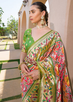 Orange Dupion Silk Saree With Blouse Piece