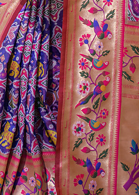 Purple Dupion Silk Saree With Blouse Piece