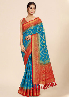 Aqua Georgette Saree With Blouse Piece