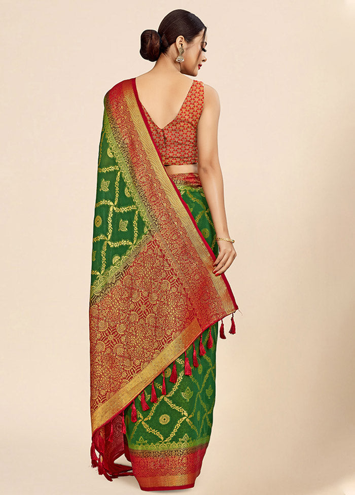 Green Georgette Saree With Blouse Piece