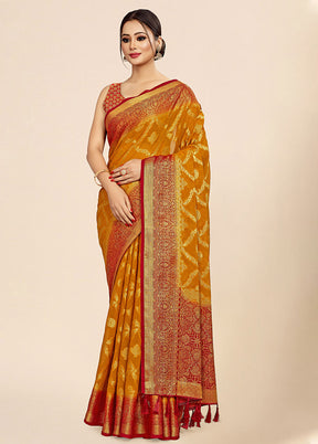 Mustard Georgette Saree With Blouse Piece