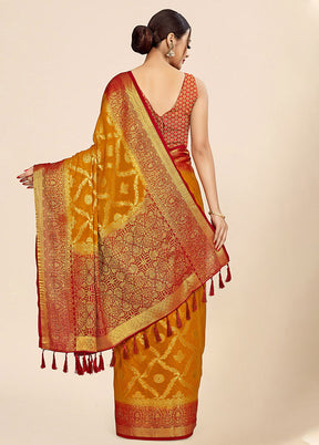 Mustard Georgette Saree With Blouse Piece