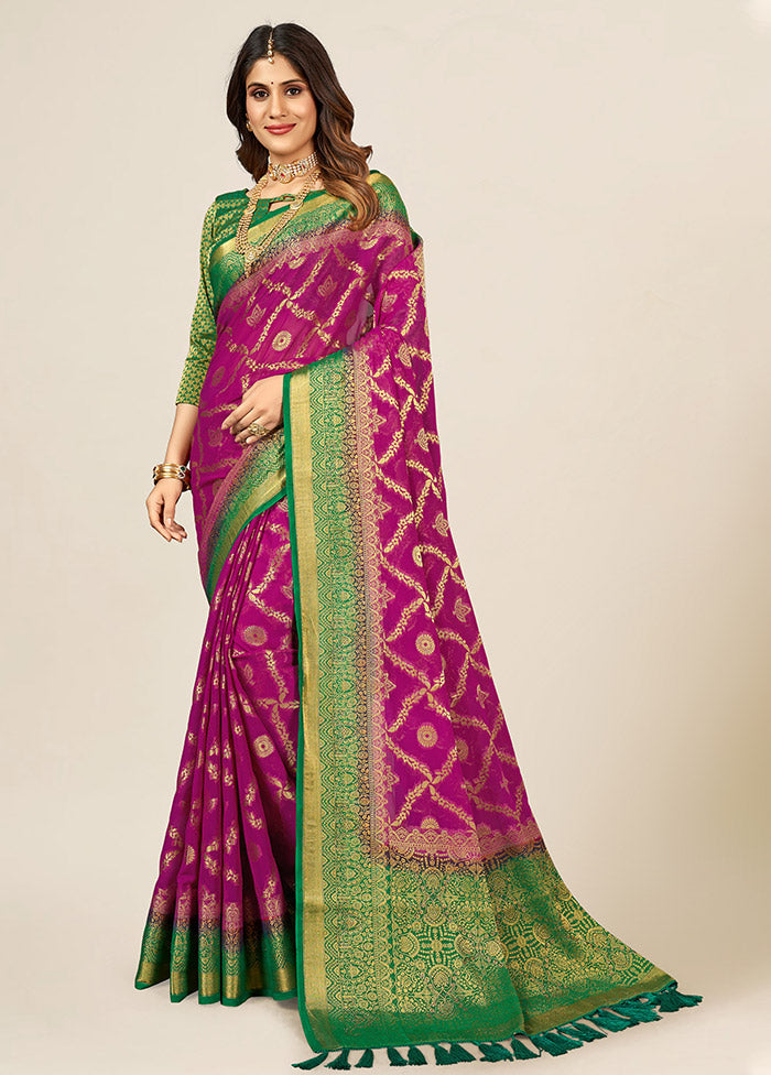 Wine Georgette Saree With Blouse Piece