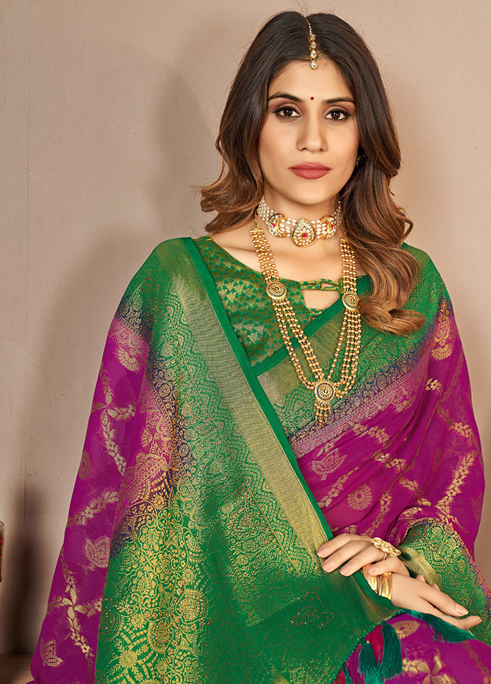 Wine Georgette Saree With Blouse Piece