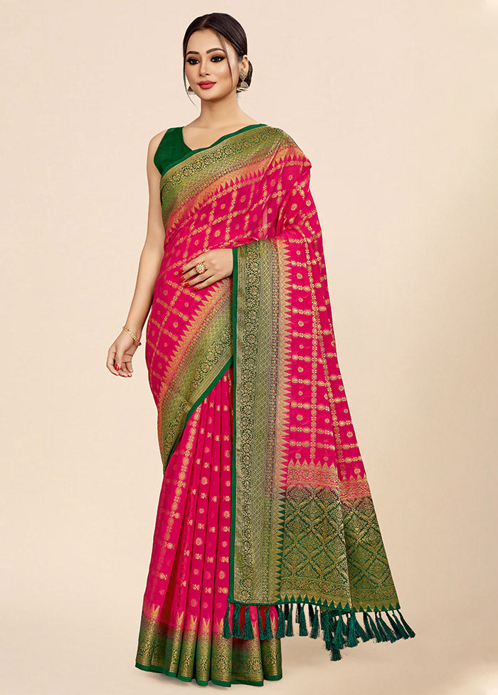 Pink Georgette Saree With Blouse Piece