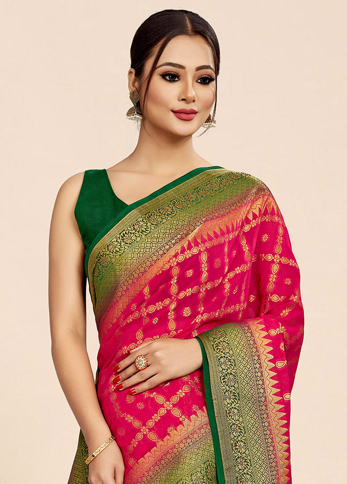 Pink Georgette Saree With Blouse Piece