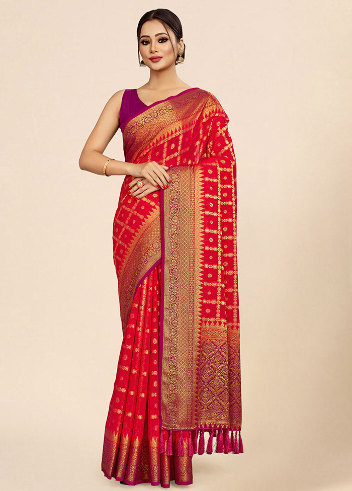 Red Georgette Saree With Blouse Piece