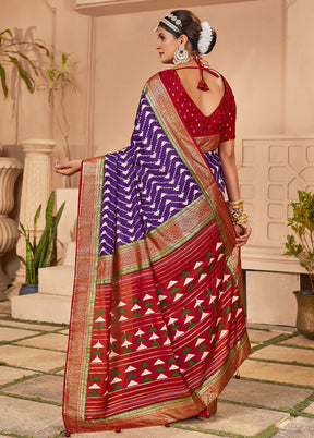 Purple Dupion Silk Saree With Blouse Piece