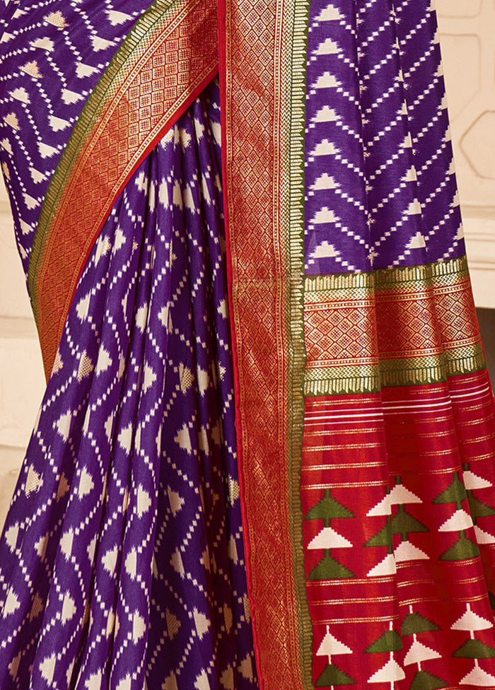 Purple Dupion Silk Saree With Blouse Piece