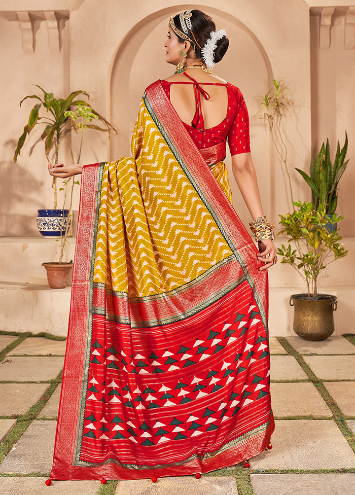 Mustard Dupion Silk Saree With Blouse Piece