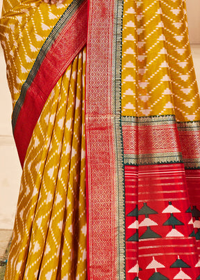 Mustard Dupion Silk Saree With Blouse Piece