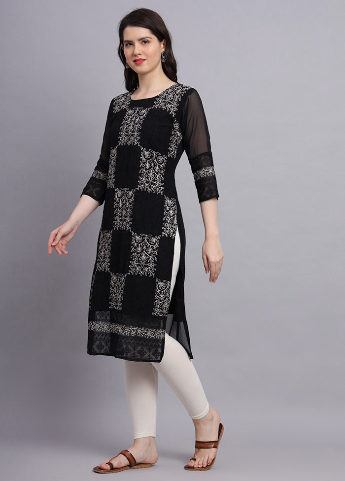 Black Readymade Georgette Kurti