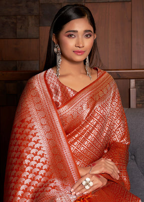 Red Kanjivaram Silk Saree With Blouse Piece