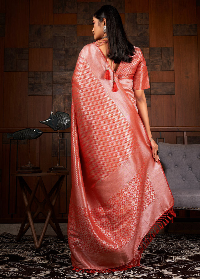 Maroon Kanjivaram Silk Saree With Blouse Piece