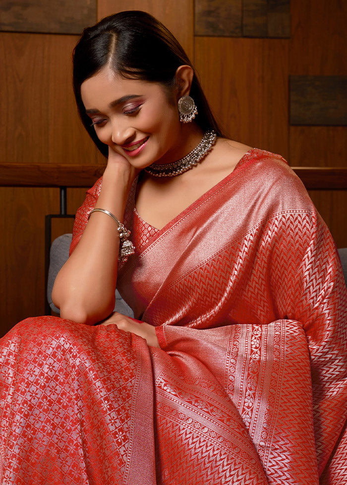 Maroon Kanjivaram Silk Saree With Blouse Piece