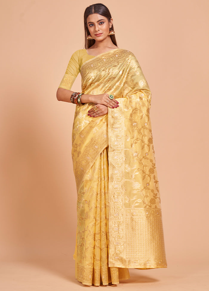 Yellow Organza Saree With Blouse Piece