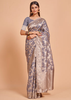 Grey Organza Saree With Blouse Piece