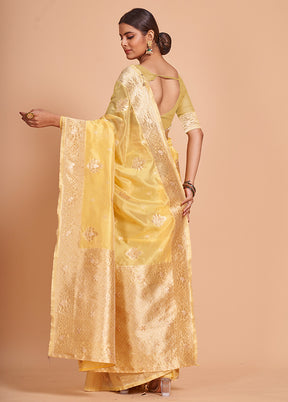 Yellow Organza Saree With Blouse Piece