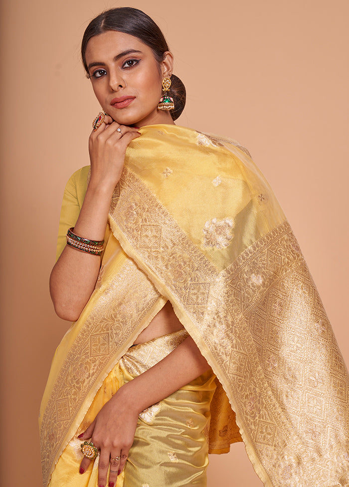 Yellow Organza Saree With Blouse Piece