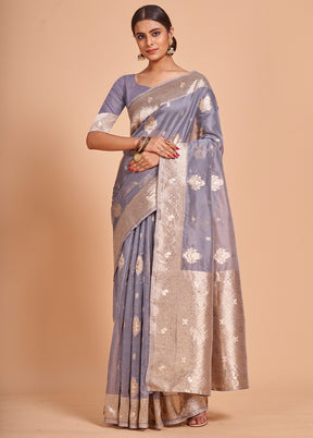 Grey Organza Saree With Blouse Piece