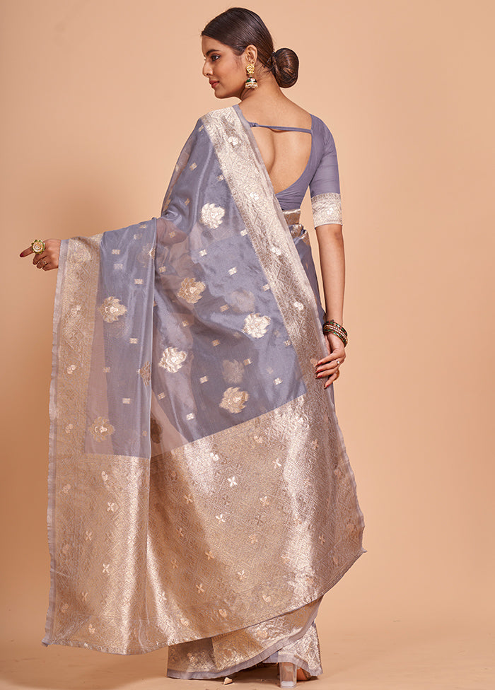 Grey Organza Saree With Blouse Piece