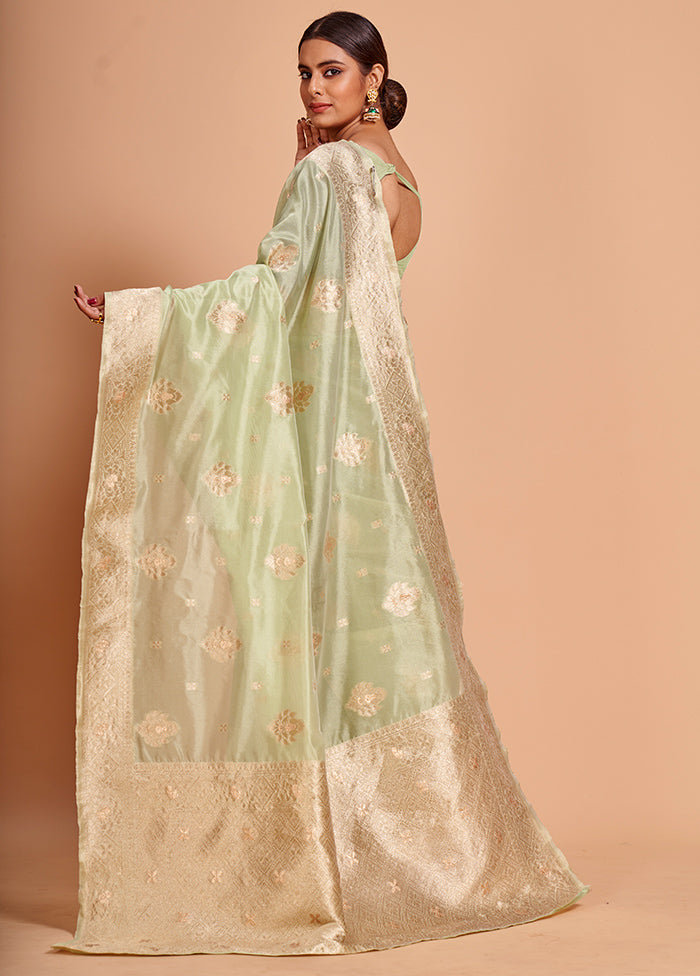 Green Organza Saree With Blouse Piece