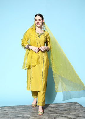 3 Pc Lemon Readymade Viscose Suit Set