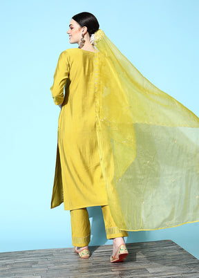 3 Pc Lemon Readymade Viscose Suit Set