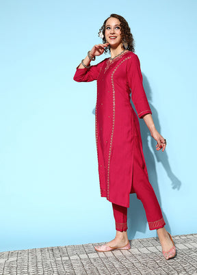 3 Pc Pink Readymade Viscose Suit Set