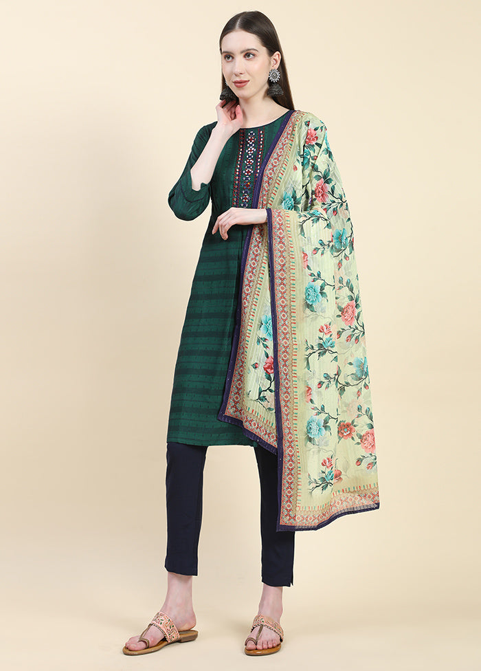 3 Pc Green Readymade Viscose Suit Set