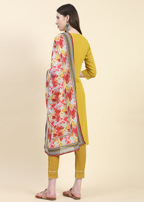 3 Pc Yellow Readymade Viscose Suit Set