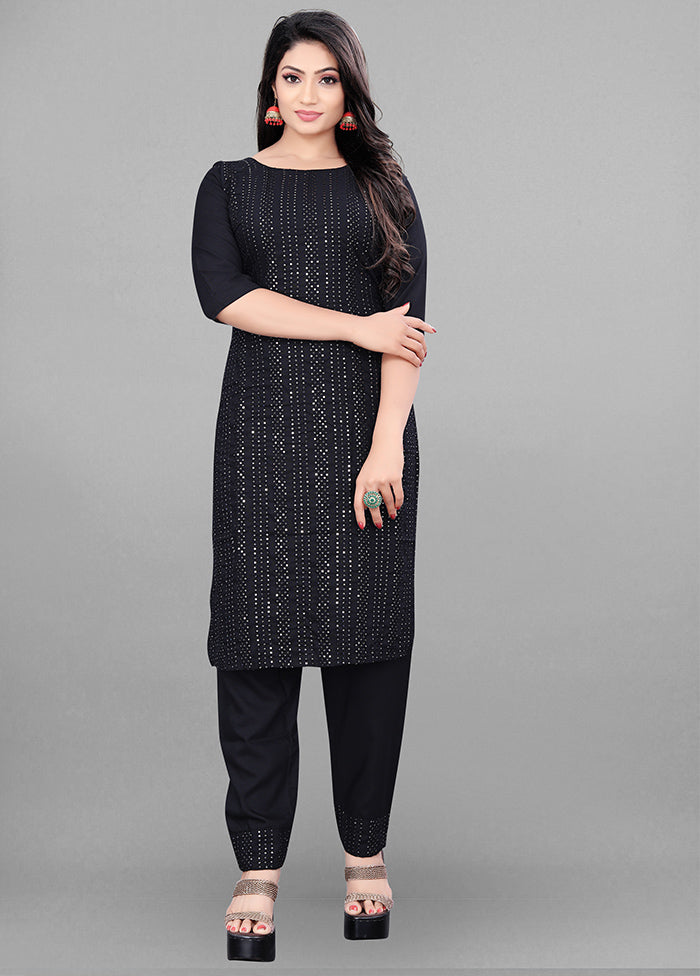 3 Pc Black Readymade Rayon Suit Set