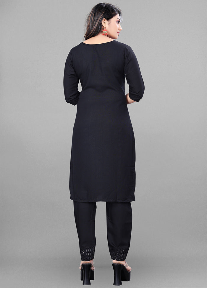 3 Pc Black Readymade Rayon Suit Set