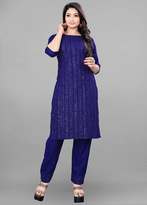 3 Pc Blue Readymade Rayon Suit Set