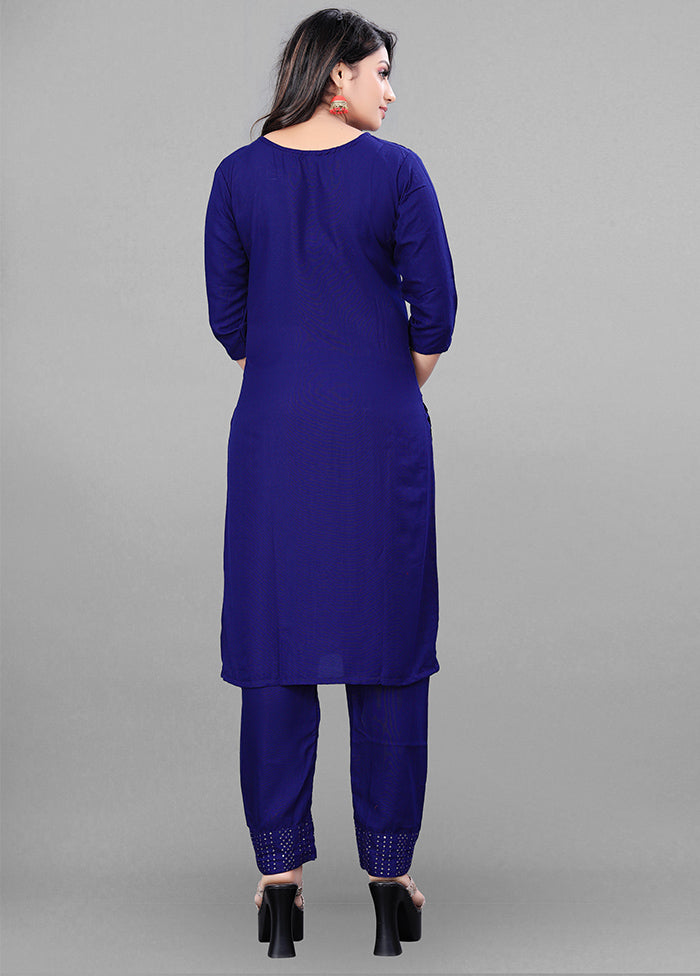 3 Pc Blue Readymade Rayon Suit Set