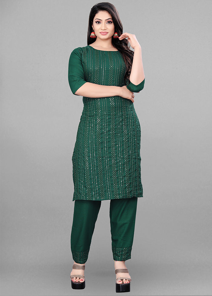 3 Pc Green Readymade Rayon Suit Set