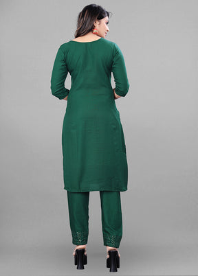 3 Pc Green Readymade Rayon Suit Set