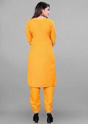 3 Pc Yellow Readymade Rayon Suit Set