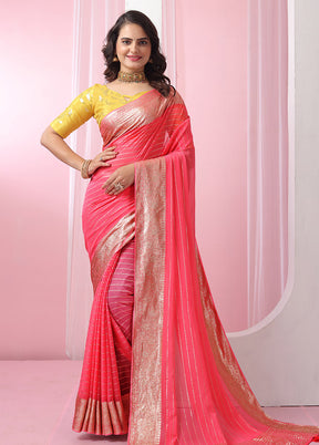 Pink Georgette Saree With Blouse Piece