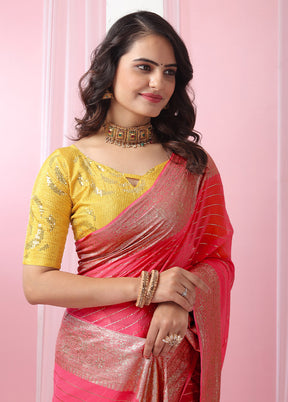 Pink Georgette Saree With Blouse Piece