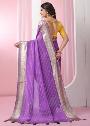 Purple Georgette Saree With Blouse Piece