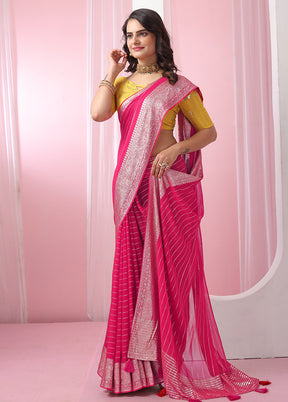 Magenta Georgette Saree With Blouse Piece