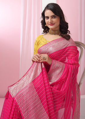 Magenta Georgette Saree With Blouse Piece