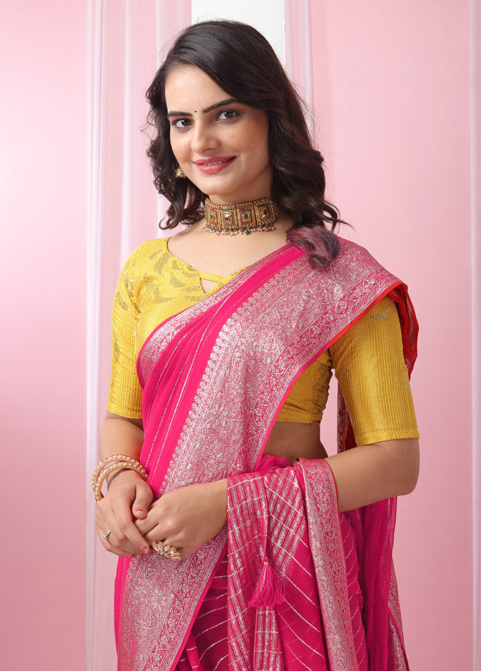 Magenta Georgette Saree With Blouse Piece