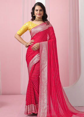 Pink Georgette Saree With Blouse Piece