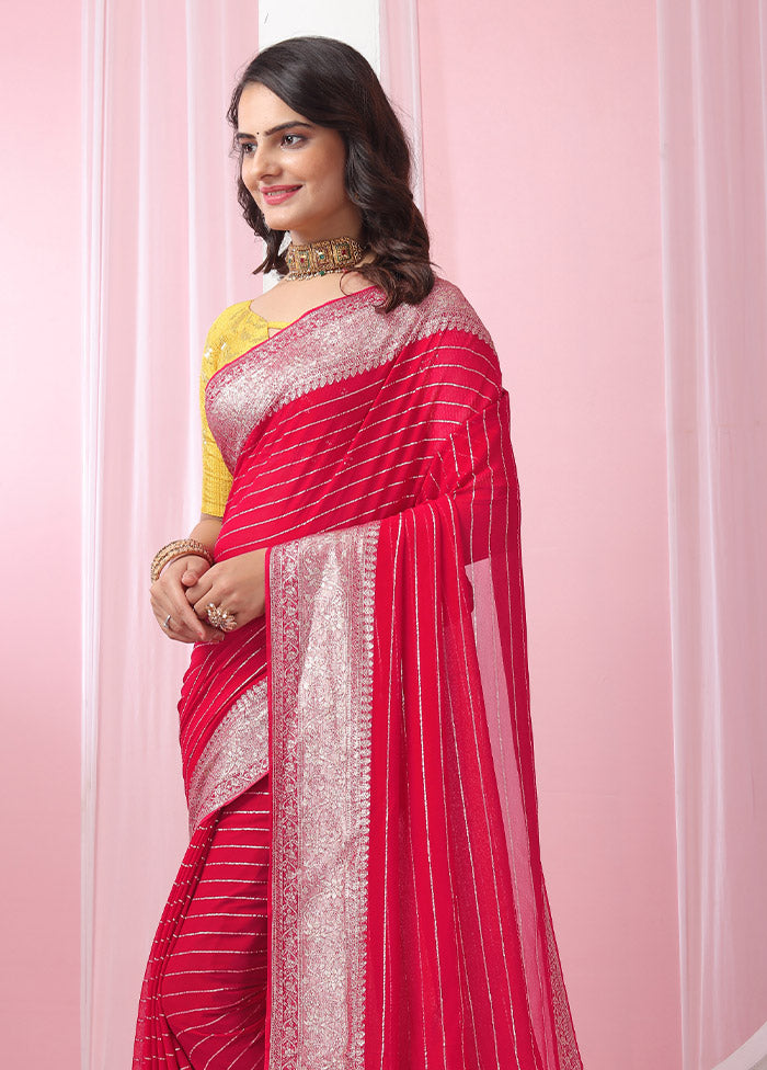 Pink Georgette Saree With Blouse Piece