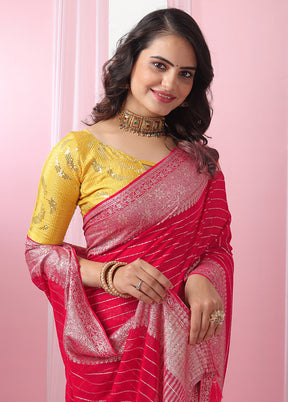 Pink Georgette Saree With Blouse Piece