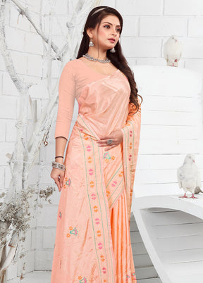 Peach Georgette Saree With Blouse Piece