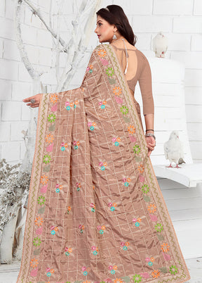 Brown Georgette Saree With Blouse Piece